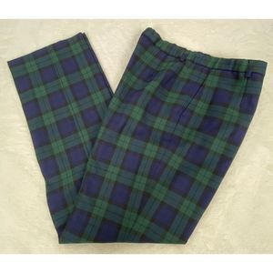 Pendleton Black Watch Tartan Trousers Womens 10 Wool Green Blue Plaid Pants